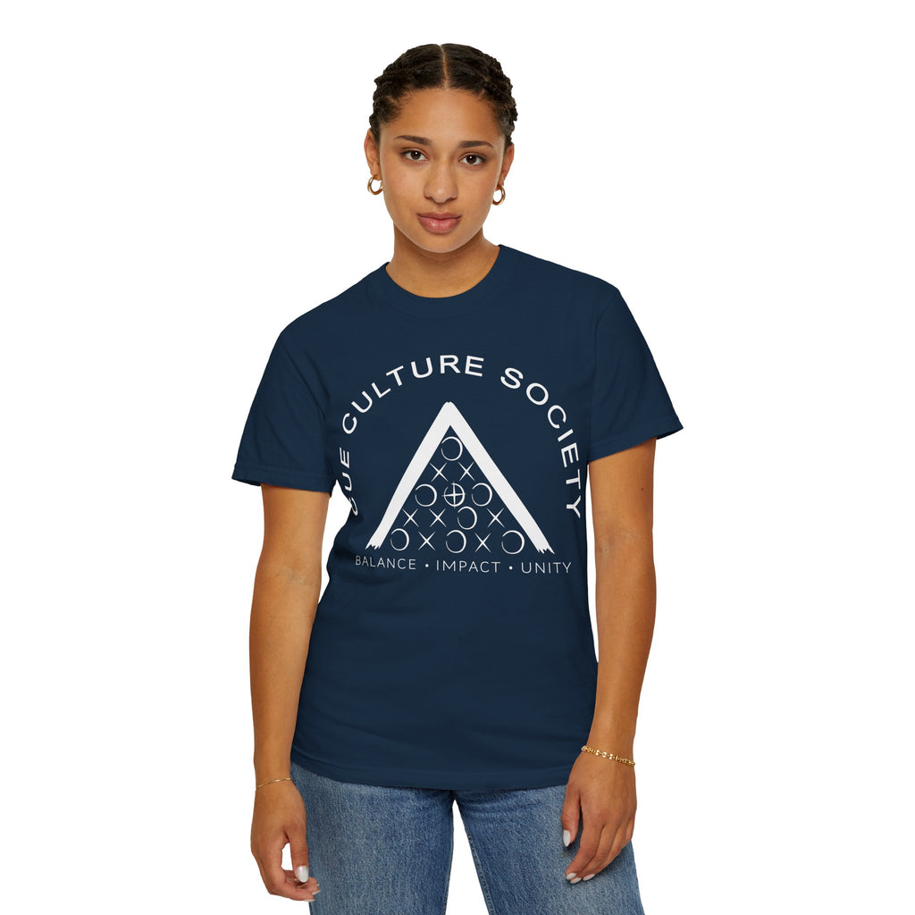 Cue Culture Society Tee — Balance • Impact • Unity Seal