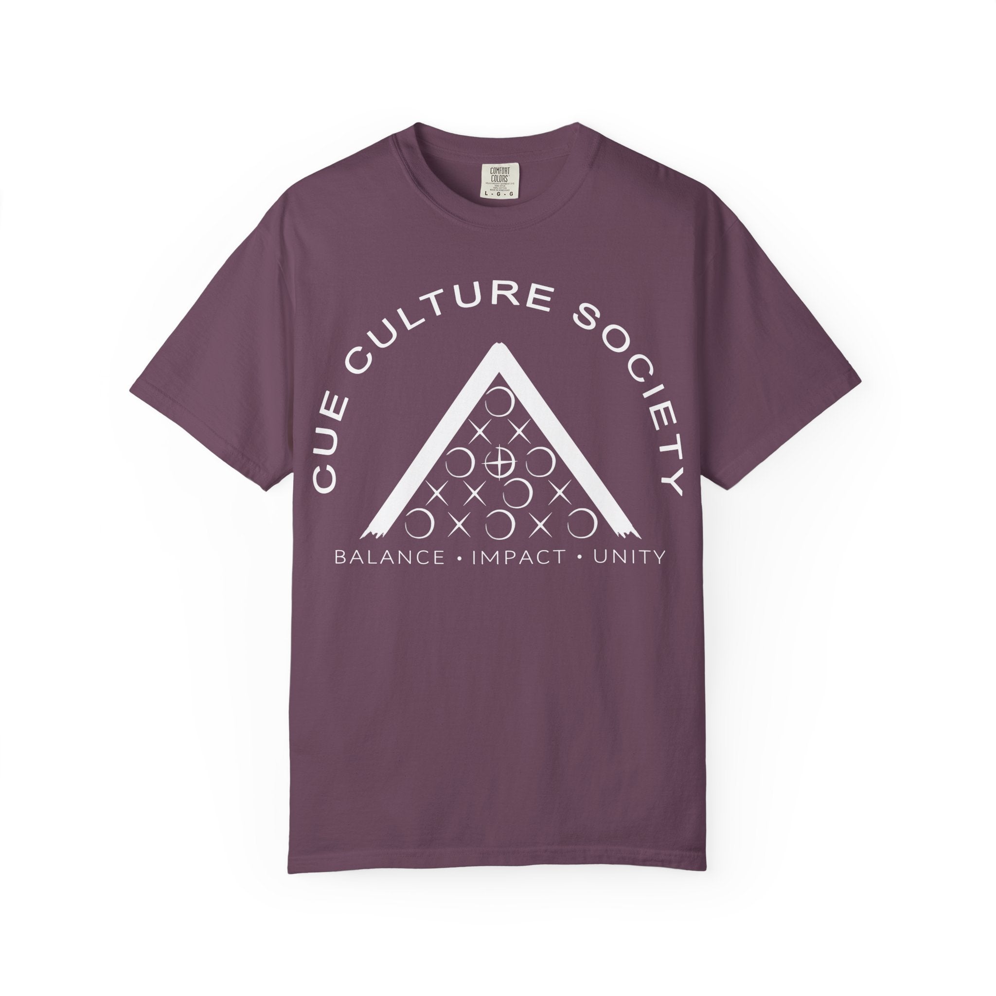 Cue Culture Society Tee — Balance • Impact • Unity Seal