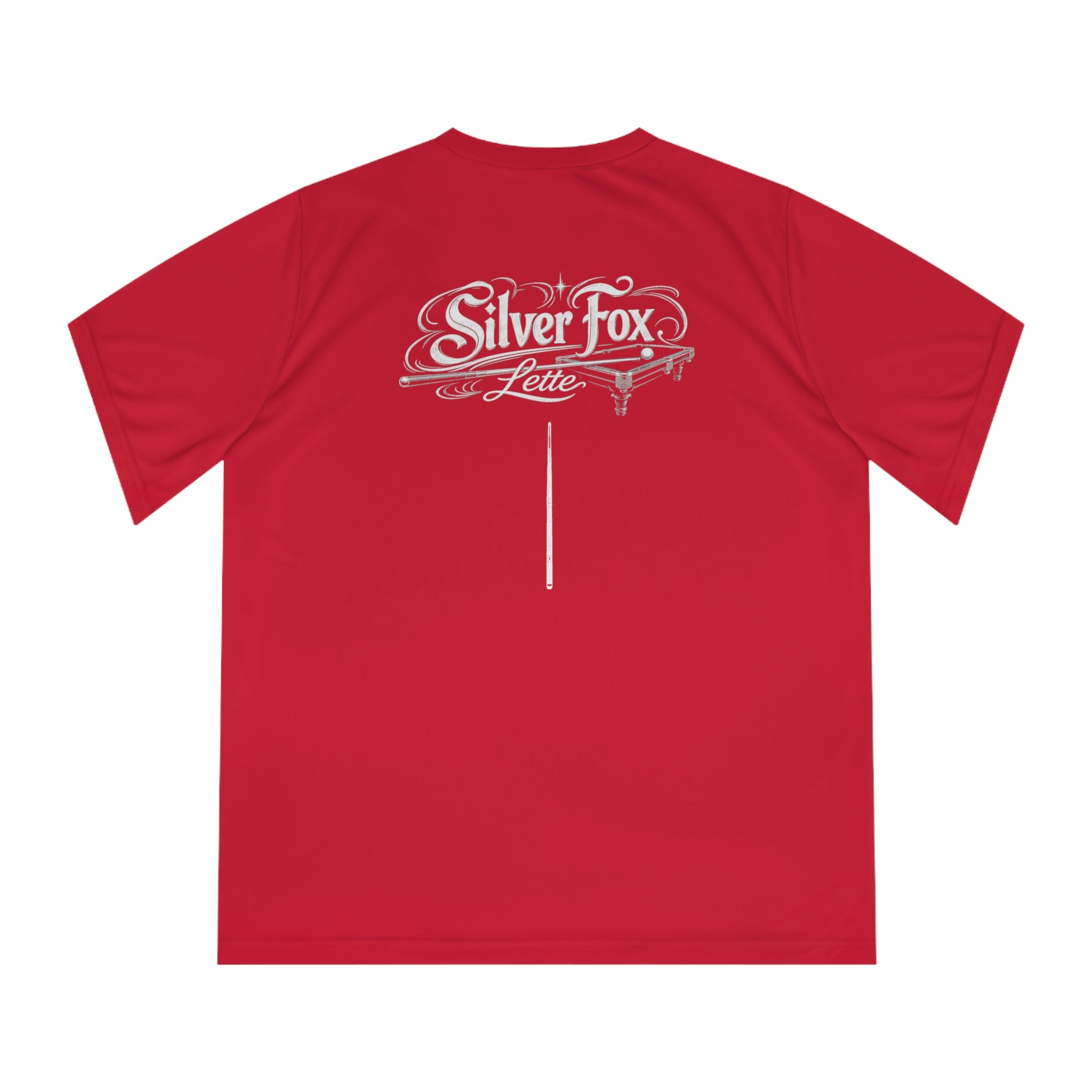 Women's Performance V-Neck T-Shirt — 'Pool' Block Logo Front & Silver Fox Lette Back