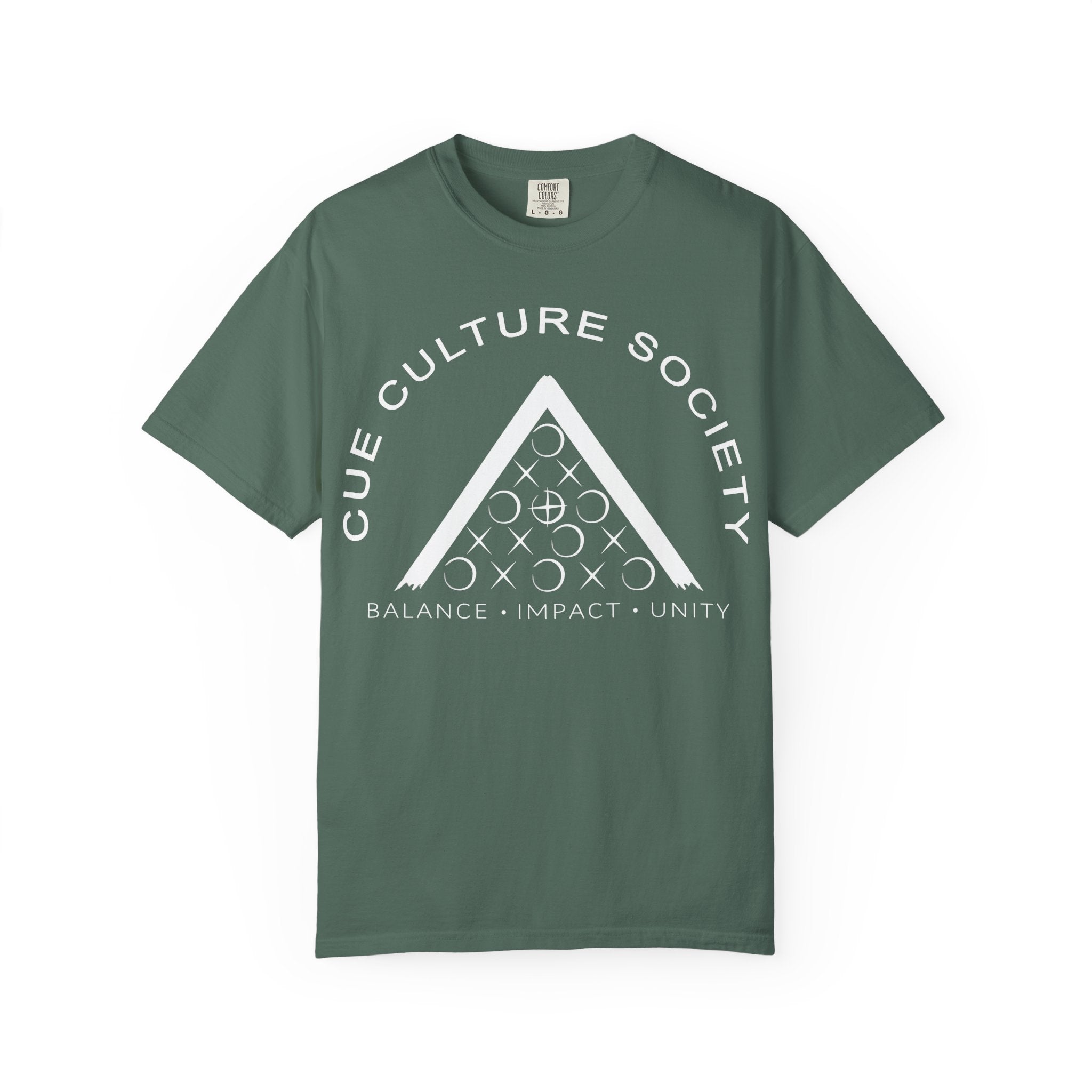 Cue Culture Society Tee — Balance • Impact • Unity Seal