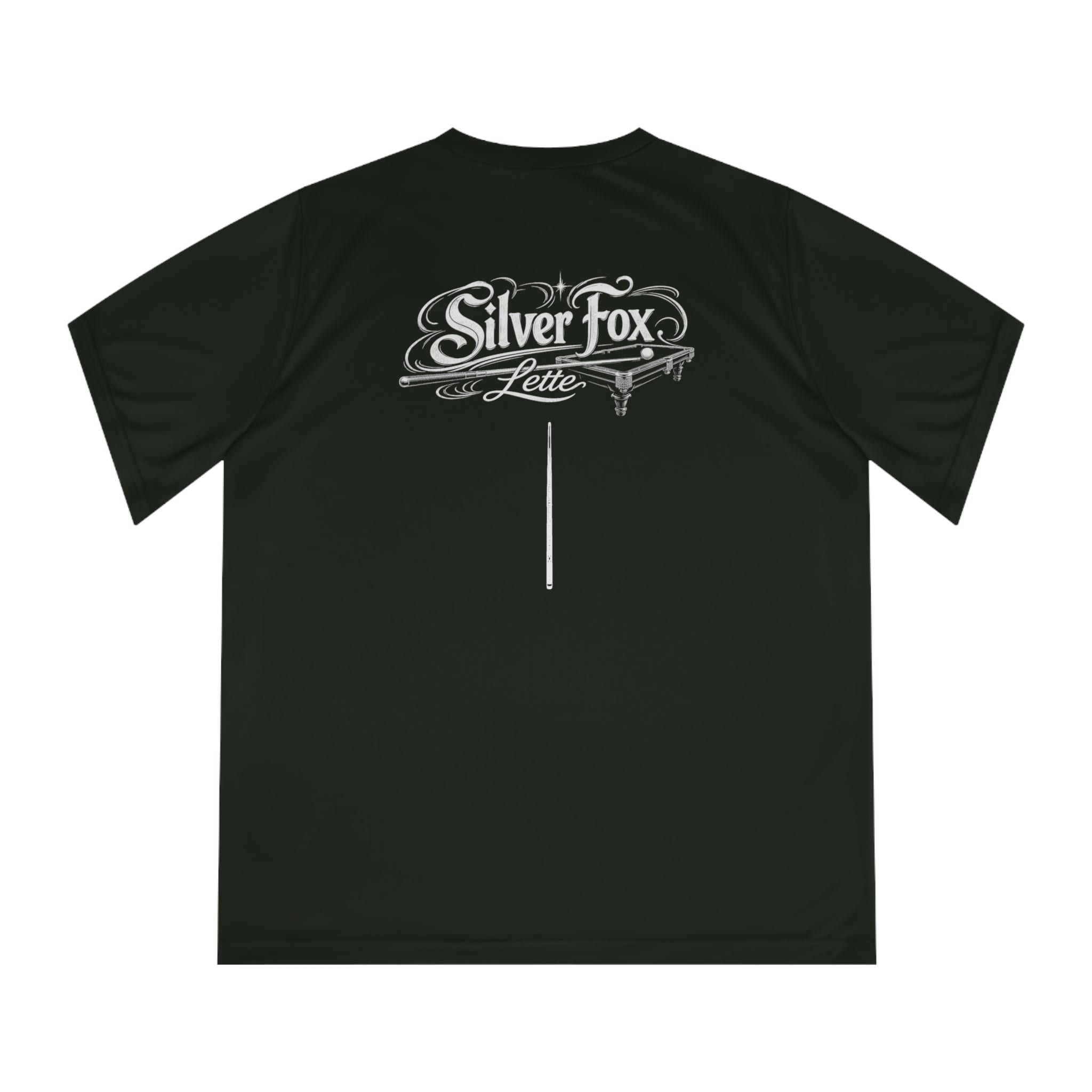 Women's Performance V-Neck T-Shirt — 'Pool' Block Logo Front & Silver Fox Lette Back