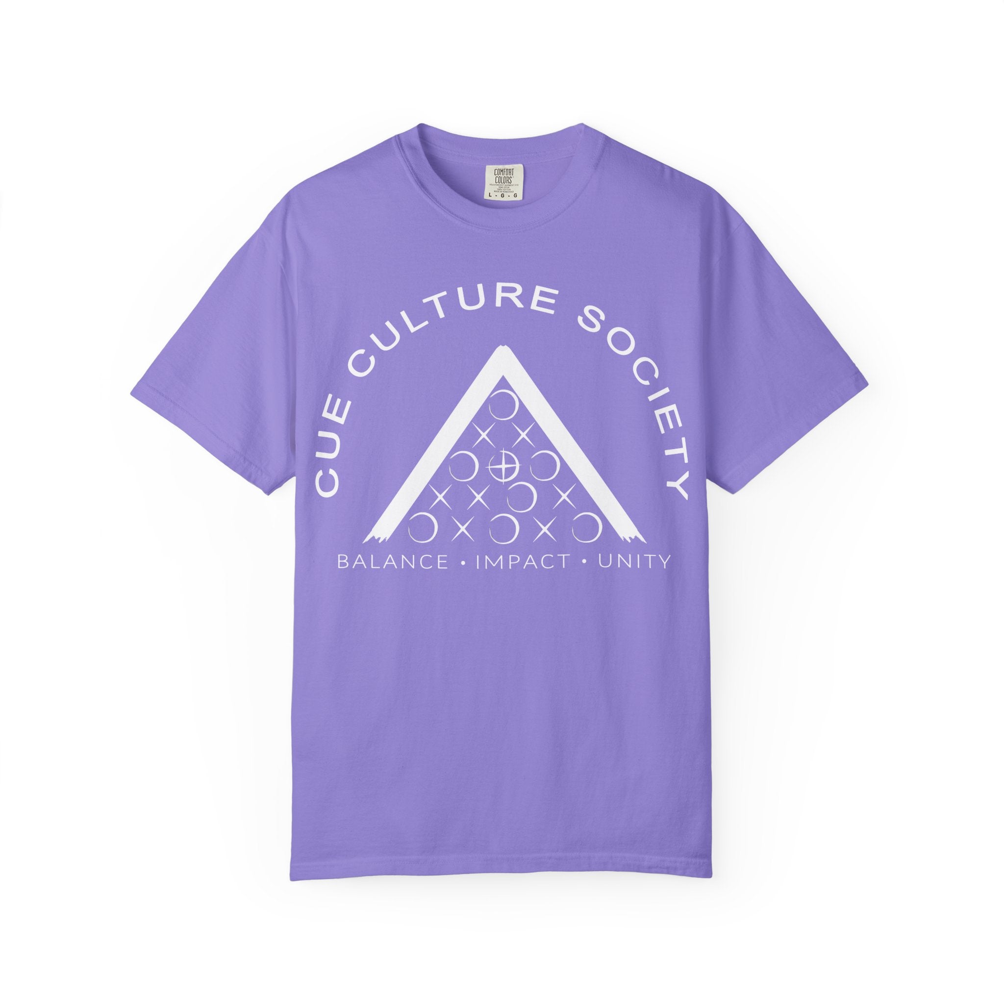 Cue Culture Society Tee — Balance • Impact • Unity Seal