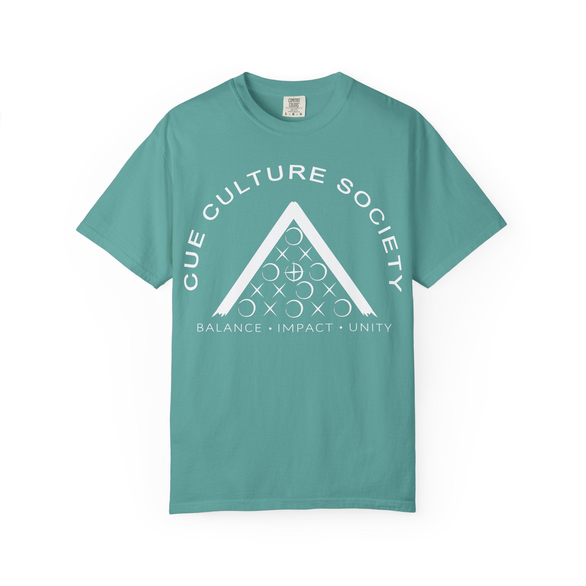 Cue Culture Society Tee — Balance • Impact • Unity Seal