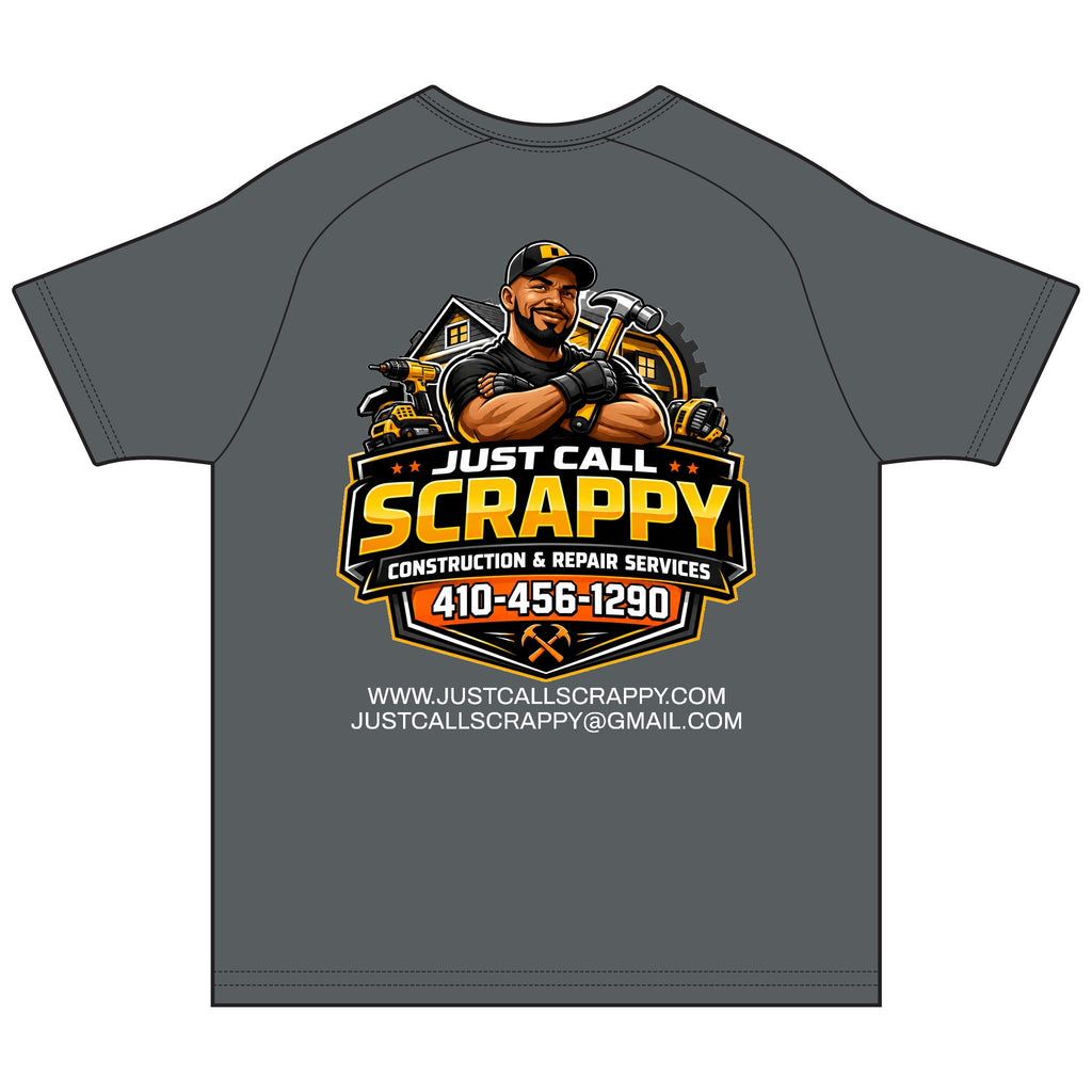 Just Call Scrappy Construction Tee — Repair Services Logo Shirt