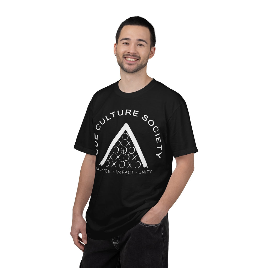 Cue Culture Society Tee — Balance • Impact • Unity Seal